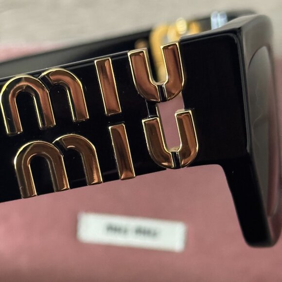 Miu Miu Black Cat-Eye Sunglasses w/ Gold Logo main image 8